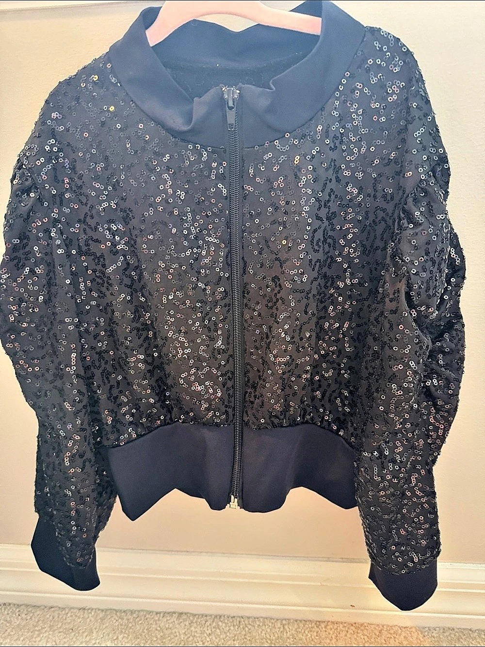 Black Sequin Bomber Jacket Like New